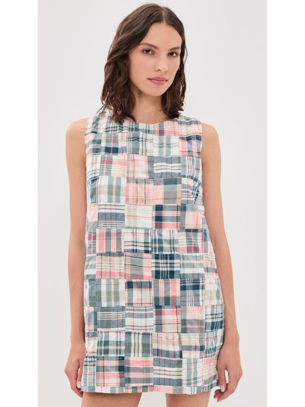 NWT Marea by Liz Joy Madras Shift in Plaid Patchwork Cotton Mini Dress XS $248